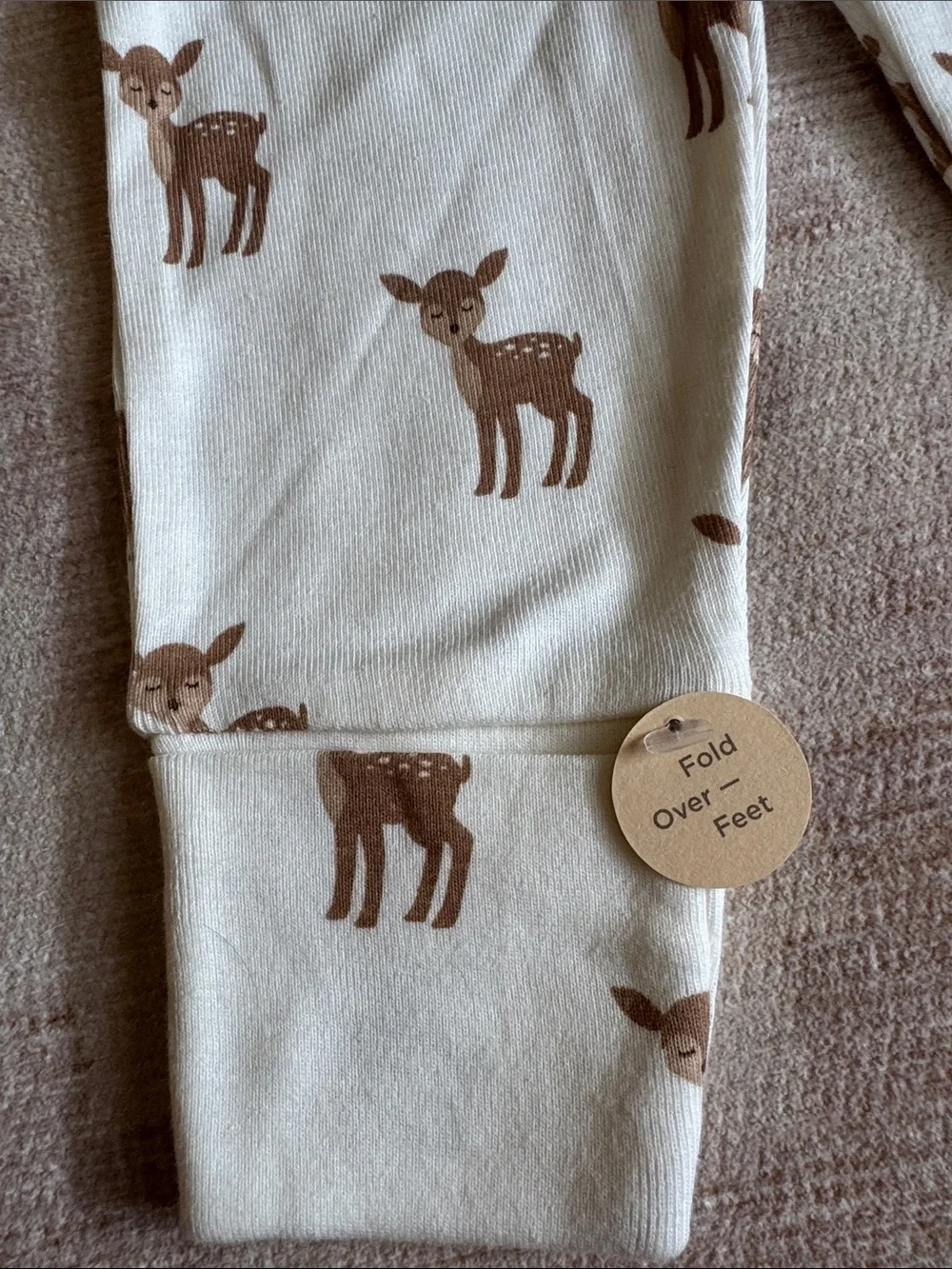 Organic Cotton Unisex Neutral Deer Print 4 Piece Layette Set Baby size 0-3M NWT